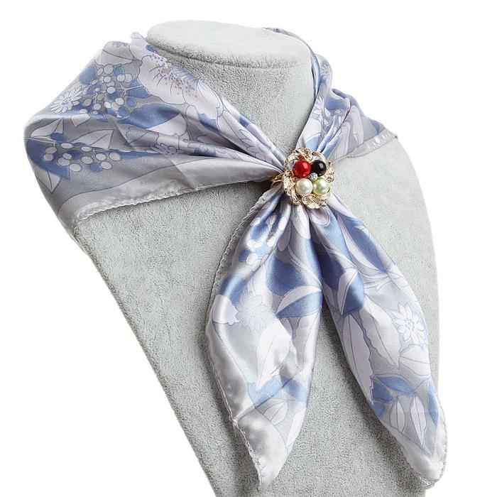 Кольцо для платка "Цветок" семицветик, цветное в золоте