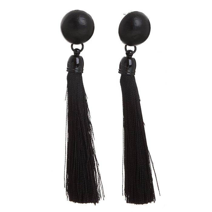 Серьги ассорти "Кисти" круг, цвет чёрный