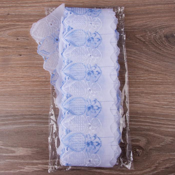 Кружево "Шитьё", ширина 80мм, 14±1м, цвет голубо-белый