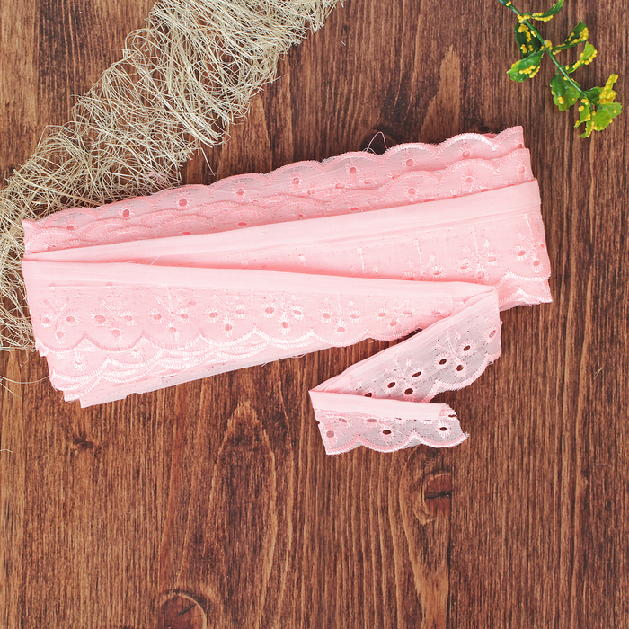 Кружево "Шитьё", ширина 50мм, 14±1м, цвет розовый