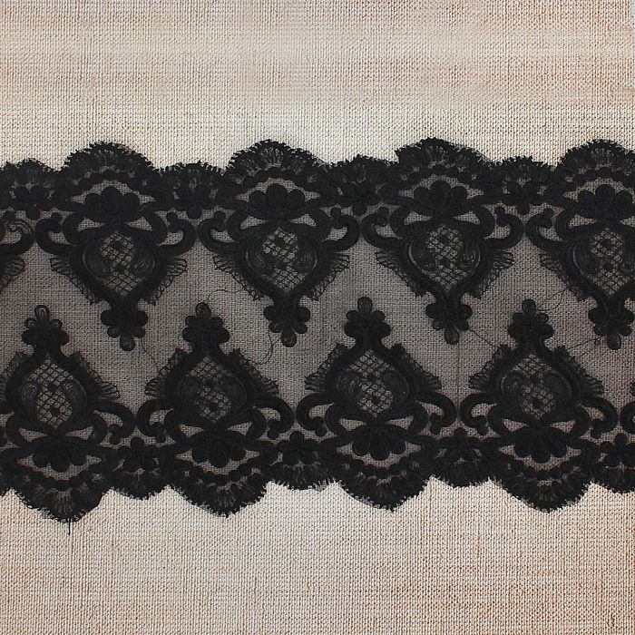 Кружево "Бутоны", органза, ширина 200мм, 14±1м, цвет чёрный