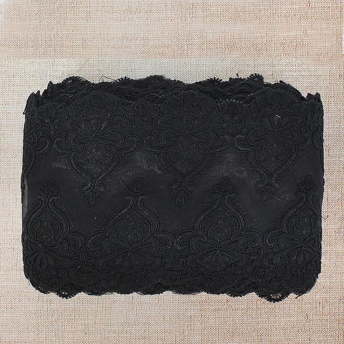 Кружево "Бутоны", органза, ширина 200мм, 14±1м, цвет чёрный