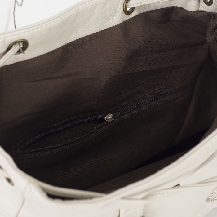 Рюкзак молодежный на шнурке "Элиза", 1 отдел, 2 наружных и 2 боковых кармана, цвет молочный