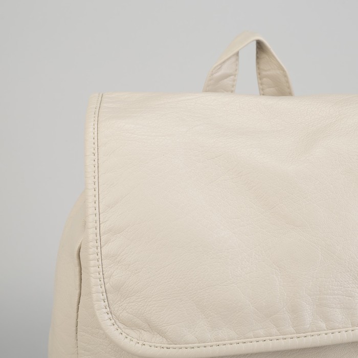 Рюкзак молодежный на шнурке "Элиза", 1 отдел, 2 наружных и 2 боковых кармана, цвет молочный