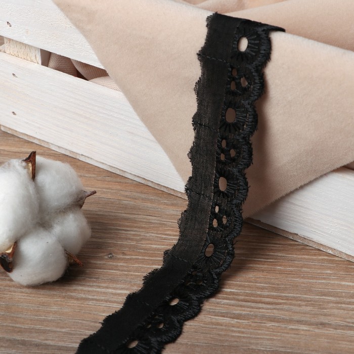 Кружево "Шитьё", ширина 30мм, 14±1м, цвет чёрный