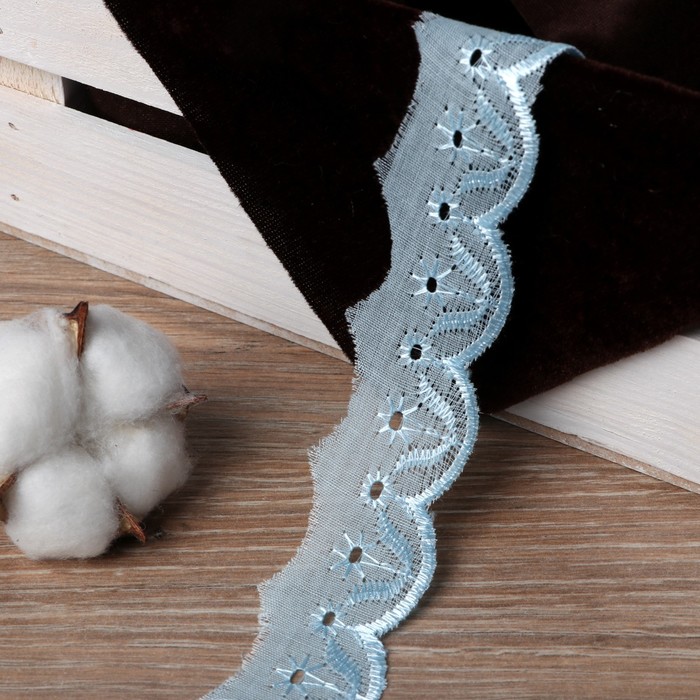 Кружево "Шитьё", ширина 30мм, 14±1м, цвет голубой