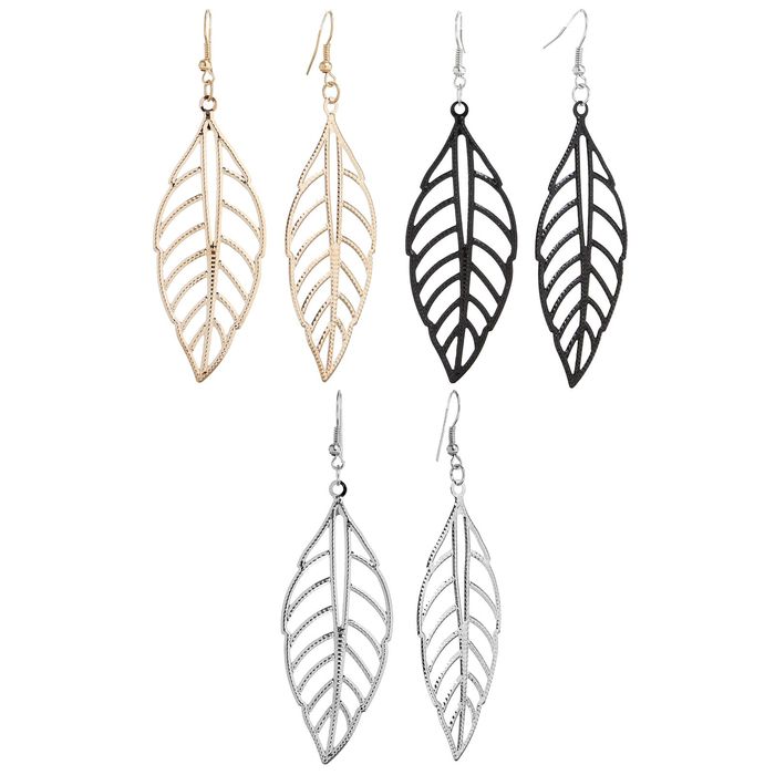 Серьги висячие "Лист резной", цвет МИКС