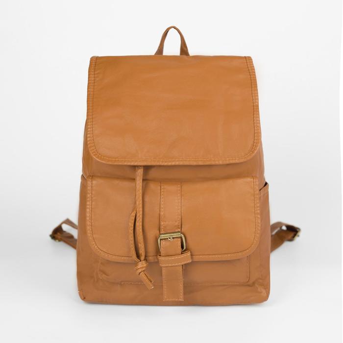 Рюкзак молодёжный на шнурке "Луиза", 1 отдел, 2 наружных и 2 боковых кармана, коричневый