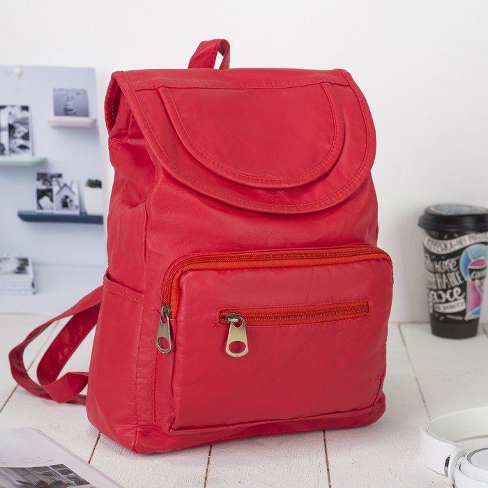 Рюкзак молодёжный на шнурке "Луиза", 1 отдел, 2 наружных и 2 боковых кармана, красный