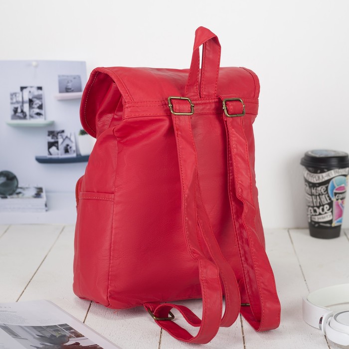 Рюкзак молодёжный на шнурке "Луиза", 1 отдел, 2 наружных и 2 боковых кармана, красный