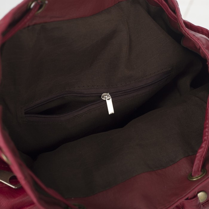 Рюкзак молодёжный на шнурке "Барбара", 1 отдел, 4 наружных кармана, бордовый