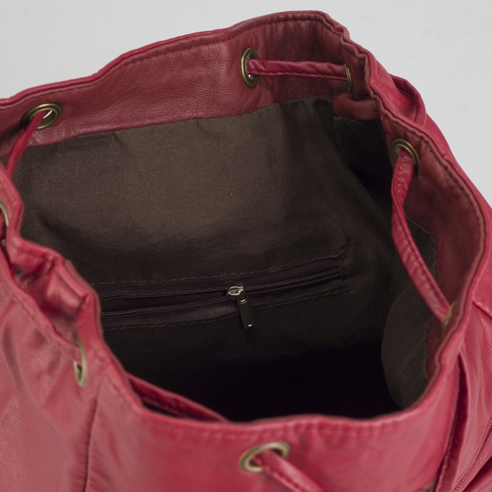 Рюкзак молодёжный на шнурке "Барбара", 1 отдел, 4 наружных кармана, бордовый