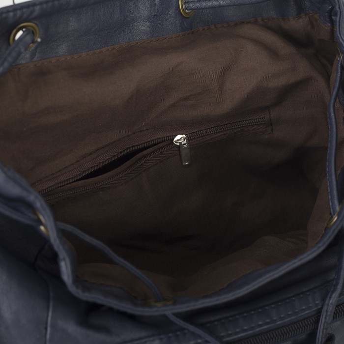 Рюкзак молодёжный на шнурке "Луиза", 1 отдел, 2 наружных и 2 боковых кармана, синий