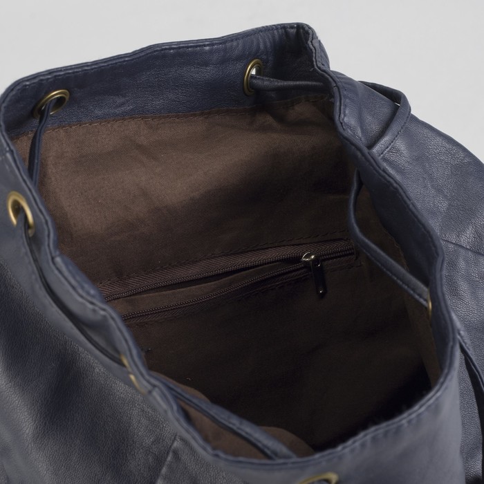 Рюкзак молодёжный на шнурке "Луиза", 1 отдел, 2 наружных и 2 боковых кармана, синий