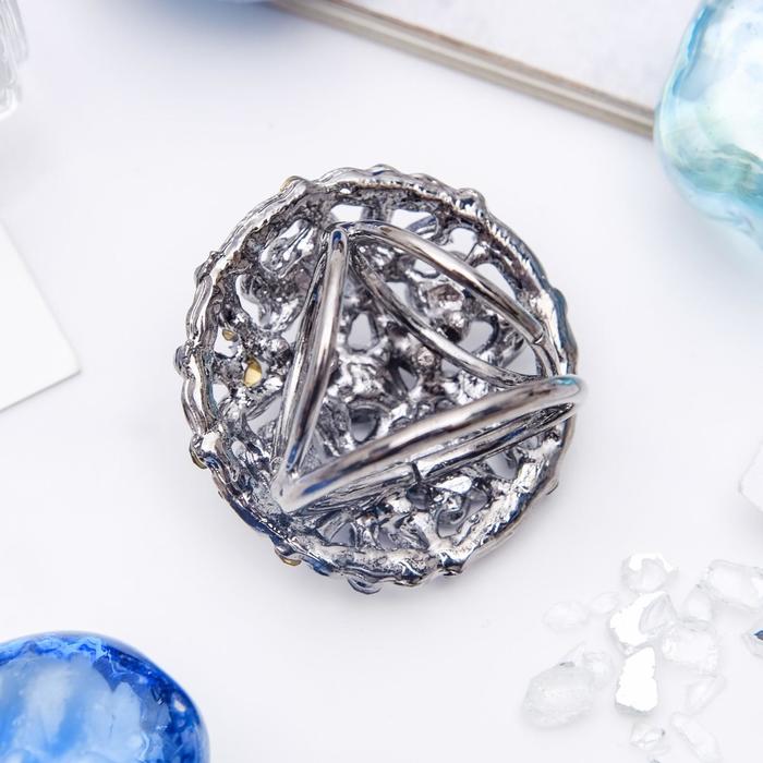 Кольцо для платка "Ажур", круг, цвет сине-серый в сером металле