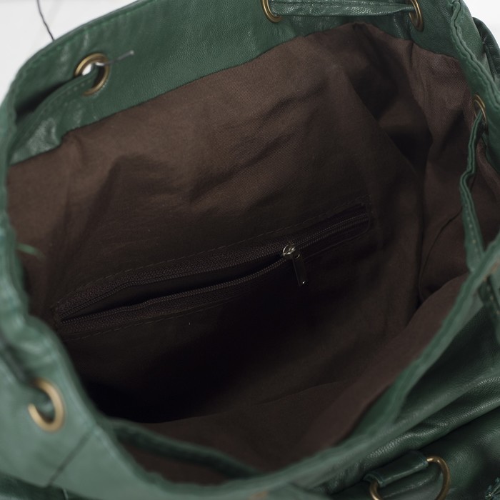 Рюкзак молодёжный на шнурке "Джессика", 1 отдел, 2 наружных кармана, зелёный