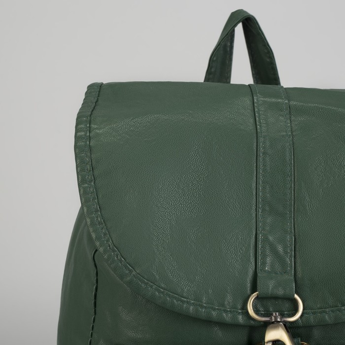 Рюкзак молодёжный на шнурке "Джессика", 1 отдел, 2 наружных кармана, зелёный