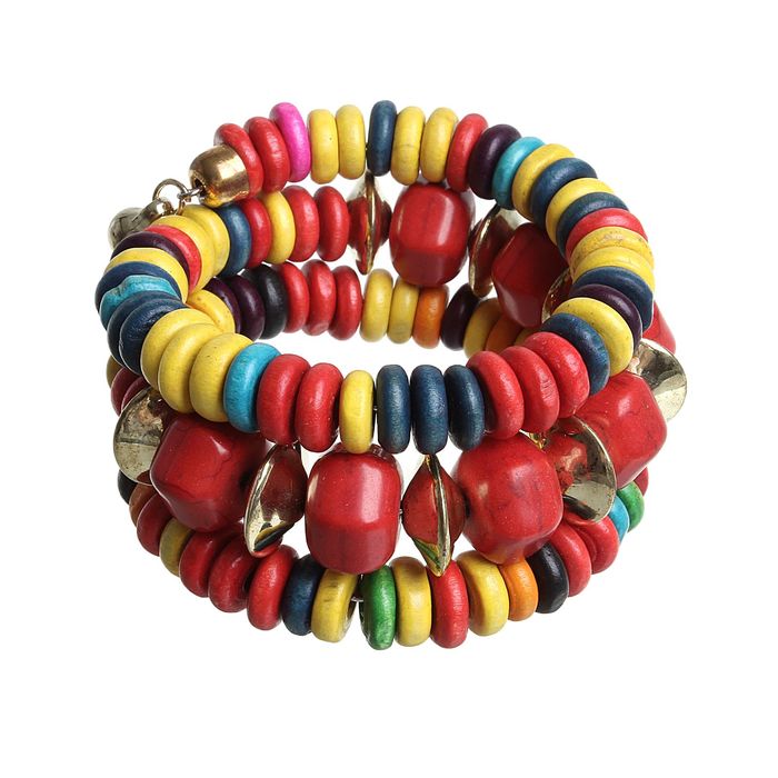 Браслет-пружинка "Мэджери" 3 ряда, цветной