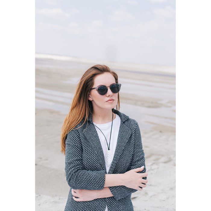 Кулон "Лист" ажур, цвет чёрно-серебряный, 80см