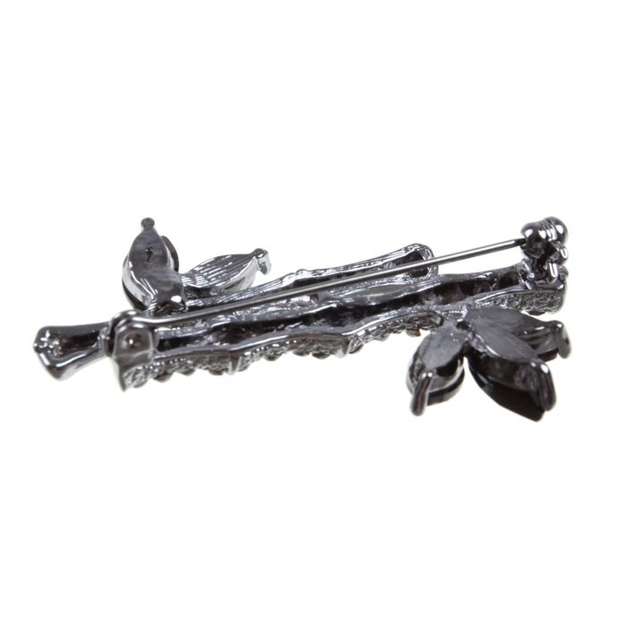 Брошь "Бамбук", цвет черно-серый