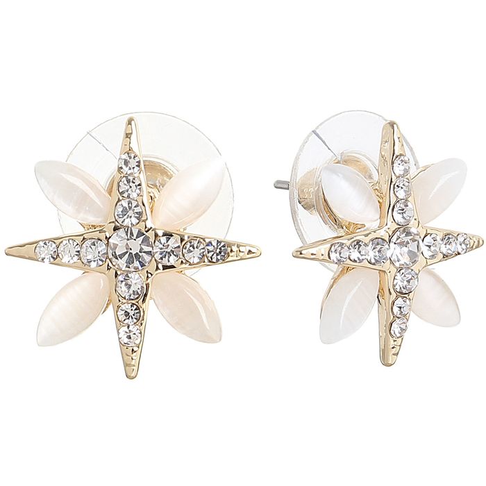 Серьги "Звезда" кошачий глаз, цвет золото