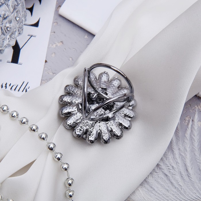 Кольцо для платка "Цветок" пион, цвет серый