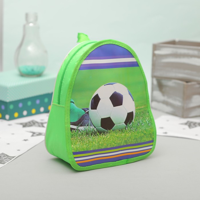 Рюкзак детский на молнии "Футбол", 1 отдел, цвет зелёный