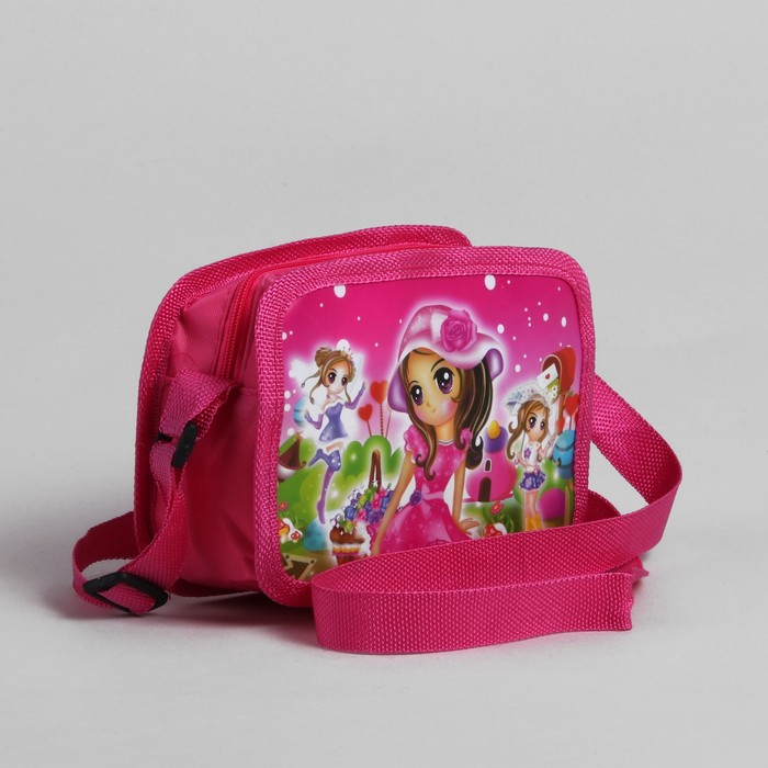 Сумка детская на молнии "Девчонка", 1 отдел, регулируемый ремень, розовая