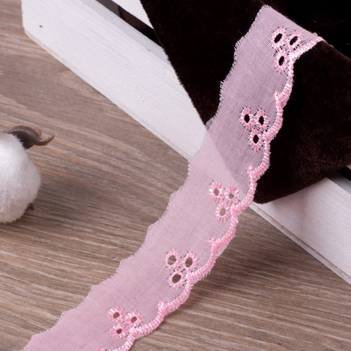 Кружево "Шитьё", ширина 30мм, 14±1м, цвет розовый