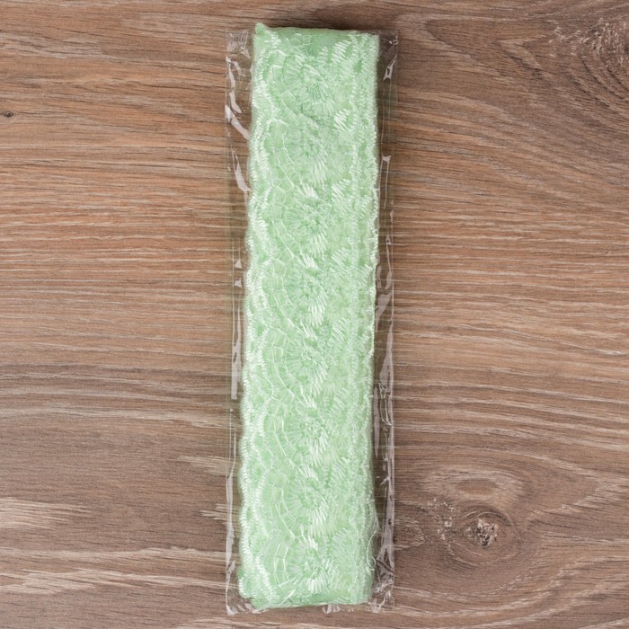 Кружево "Цветы", органза, ширина 40мм, 9±1м, цвет зелёный