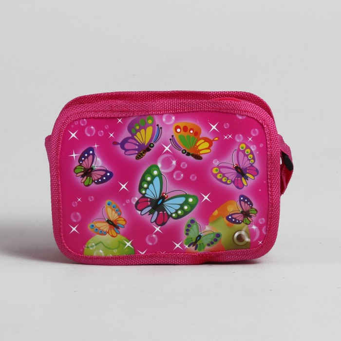 Сумка детская на молнии "Бабочки", 1 отдел, регулируемый ремень, цвет розовый