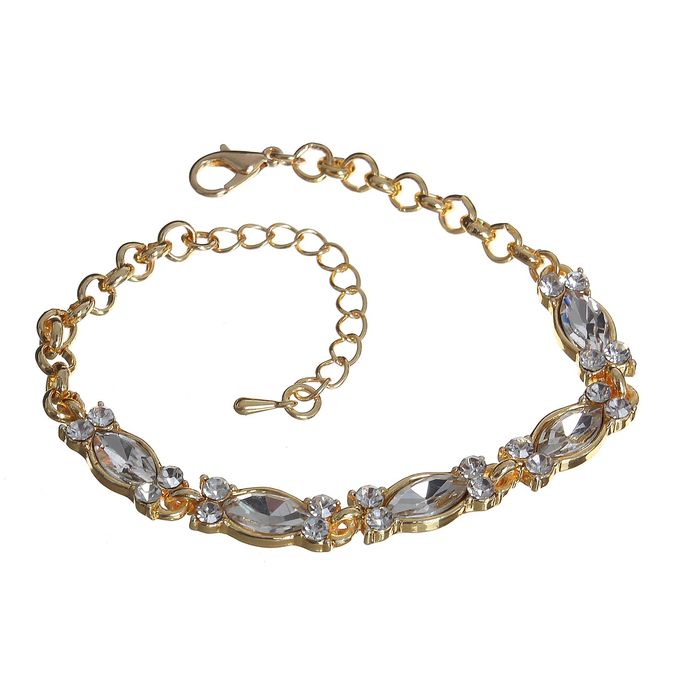 Браслет со стразами "Эталон", цвет белый в золоте
