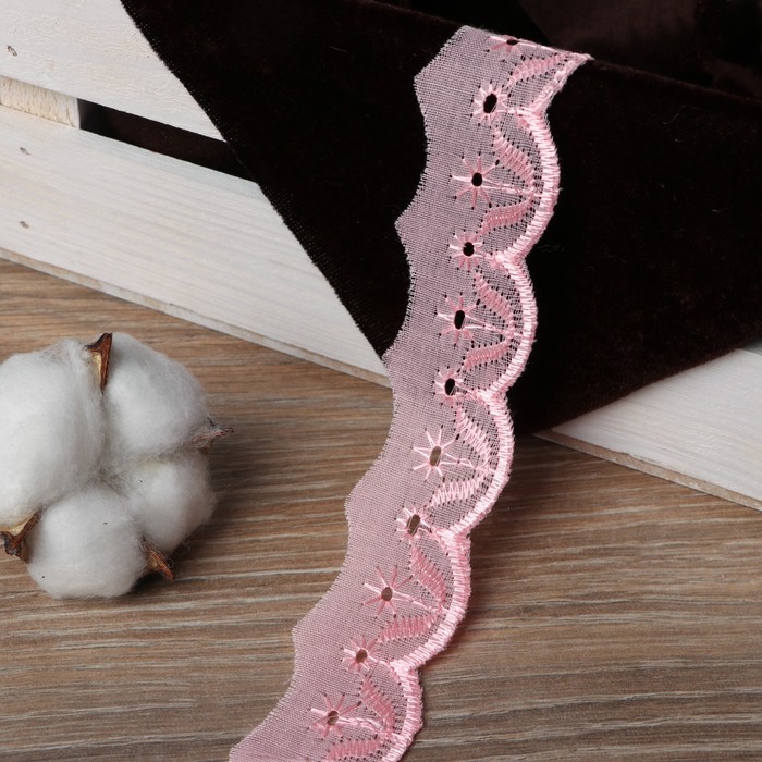 Кружево "Шитьё", ширина 30мм, 14±1м, цвет розовый