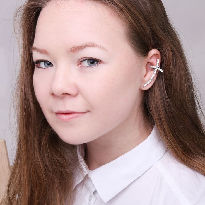 Серьга "Каффа" крестик, цвет МИКС