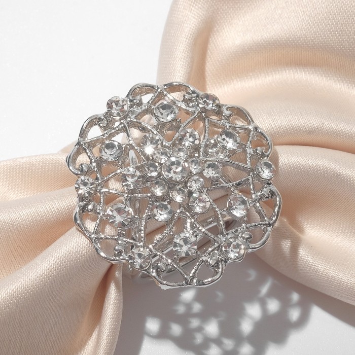 Кольцо для платка «Ажур» цветы, цвет белый в серебре кольцо для платка цветок дуо цветное в серебре