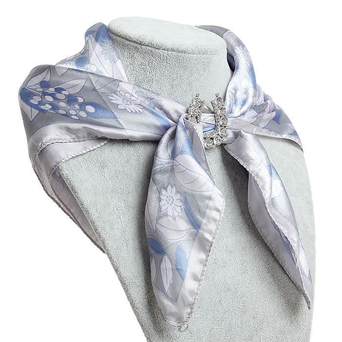 Зажим для платка "Подкова", цвет белый в золоте