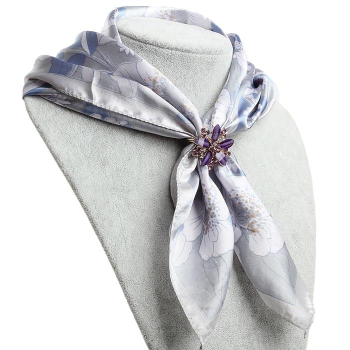 Кольцо для платка "Цветок" магнолия, цвет фиолетовый в золоте