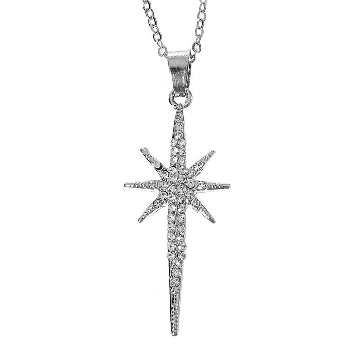 Кулон "Звезда" вытянутая, цвет серебро, 45см