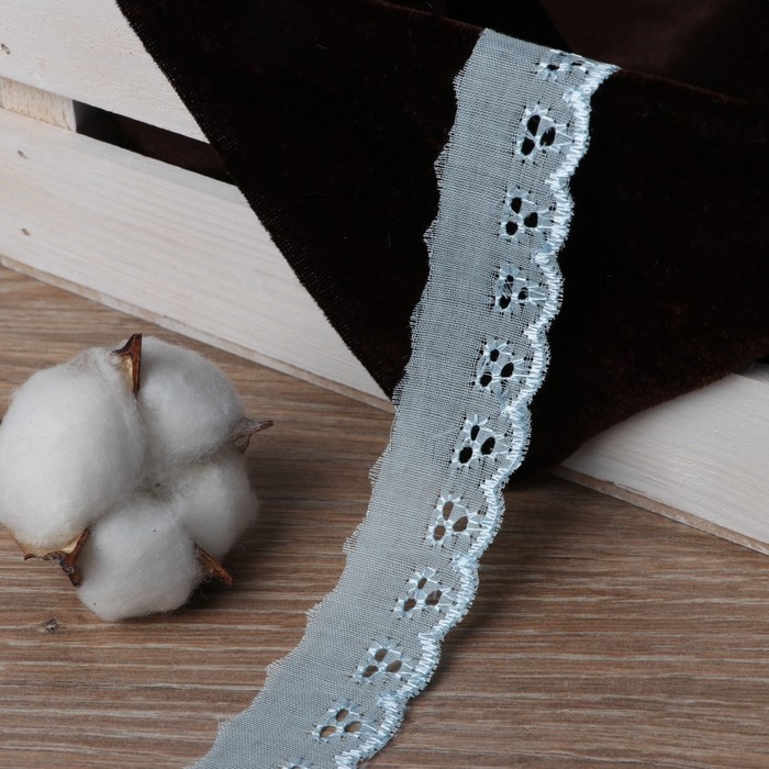 Кружево "Шитьё", ширина 30мм, 14±1м, цвет голубой