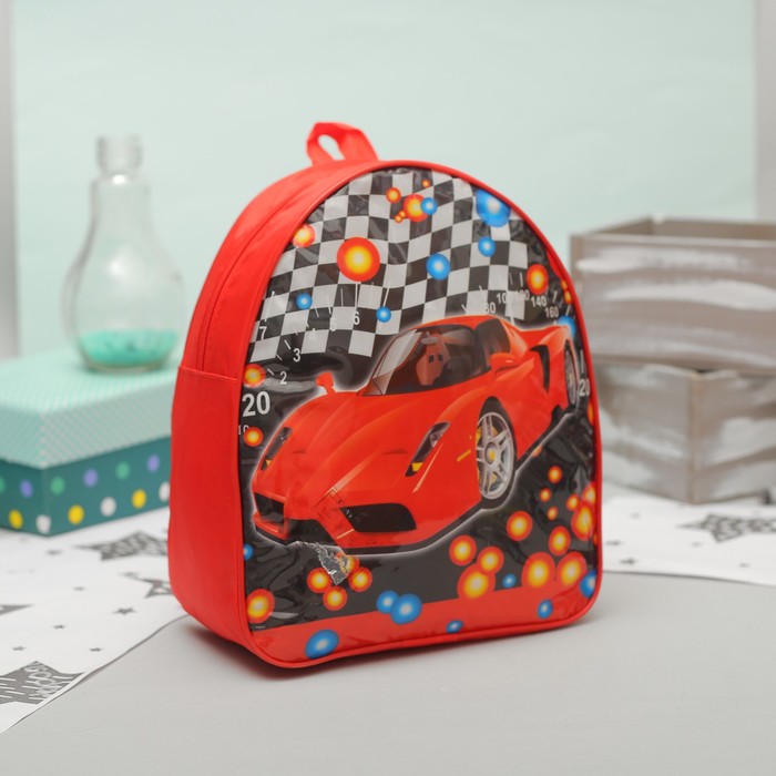 Рюкзак детский на молнии "Авто", 1 отдел, красный