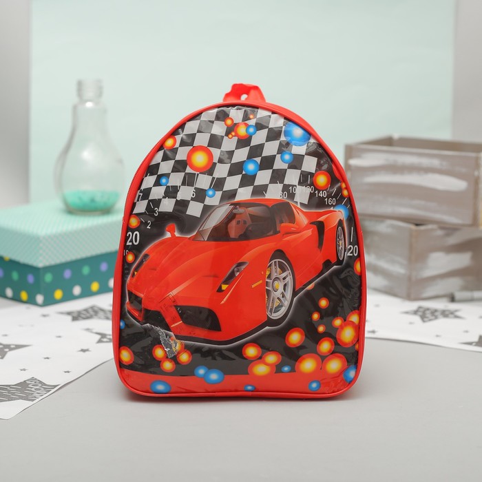 Рюкзак детский на молнии "Авто", 1 отдел, красный