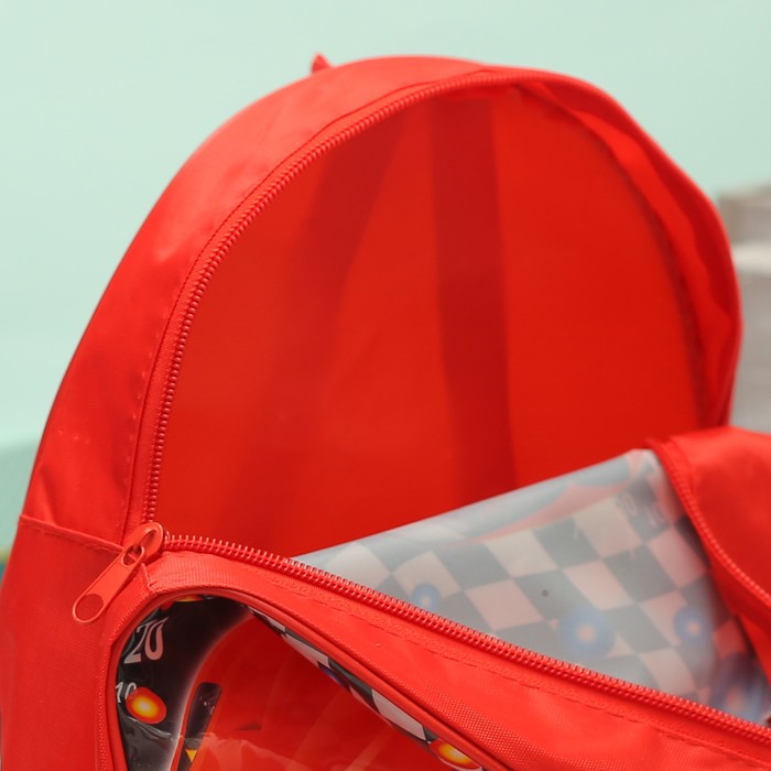 Рюкзак детский на молнии "Авто", 1 отдел, красный