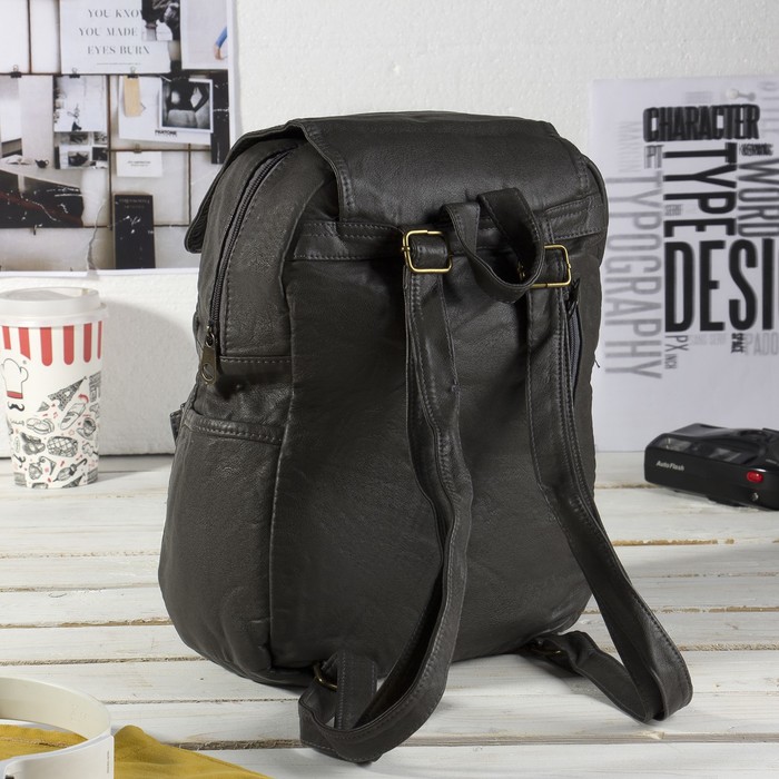 Рюкзак молодёжный на молнии "Элиза", 1 отдел, 2 наружных и 2 боковых кармана, серый