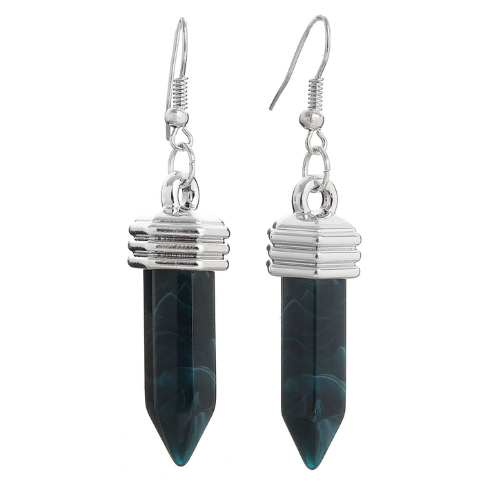 Серьги пластик "Кристаллик" под малахит