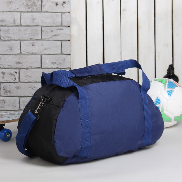 Сумка спортивная на молнии "Атлет", 1 отдел, 1 наружный карман, цвет синий/чёрный