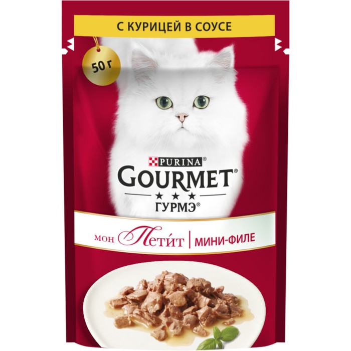 

Влажный корм GOURMET MON PETIT для кошек, курица, пауч, 50 г