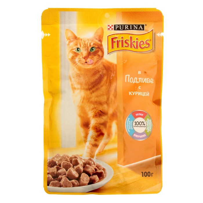Влажный корм FRISKIES для кошек, курица в подливе, пауч, 100 г