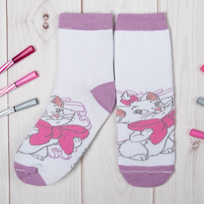 Носки детские  "Кошечка Мари с бантом", 16-18 см, 4-6 лет, 80% хлопок, 17% полиамид, 3% эластан