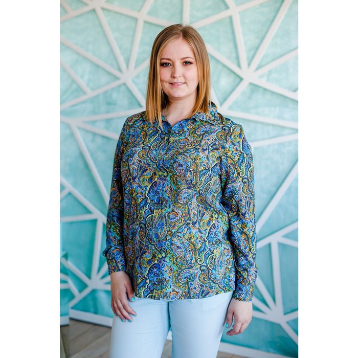 Блузка женская Vera Nicco 1562, размер 48(L), рост 168, цвет син/зеленый