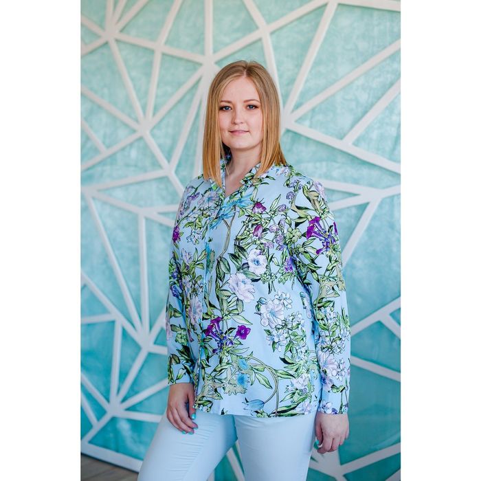 Блузка женская Vera Nicco, размер 54 (3XL), рост 168 см, цвет светло-голубой (арт. 1562 С+)